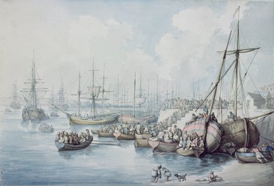 Die Ausschiffung der Royalisten von Toulon in Southampton im Jahr 1794 von Thomas Rowlandson